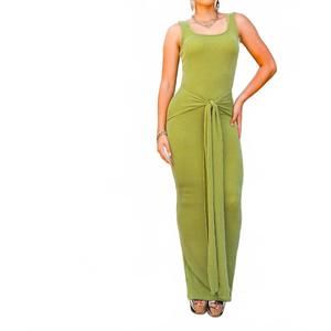 NEW SURELYMINE bella self tie maxi dress in green